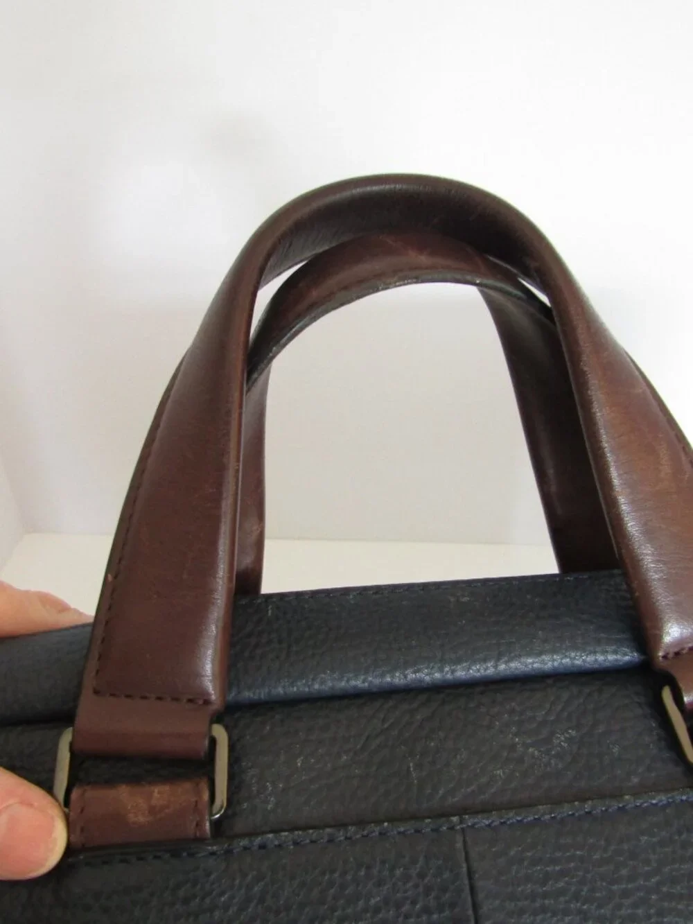 Piquadro Men's Blue/Brown  Leather Work Bag Briefcase